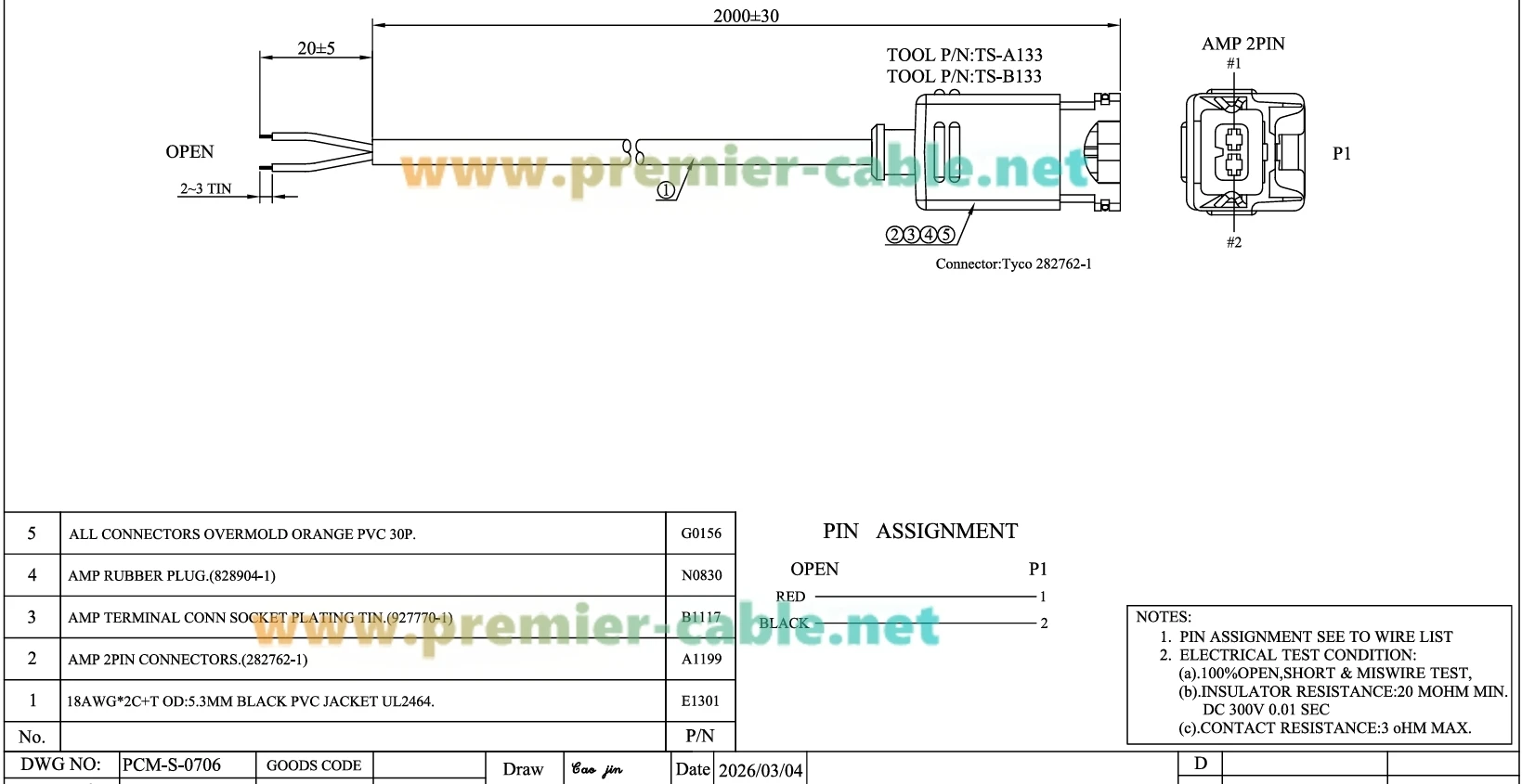 2-Pin Junior Power Timer Steckverbinder 282762-1 mit offenem Ende Pigtail-Kabelbaum TE AMP JPT Automobilkabel für Kraftstoffeinspritzung – Detail 1