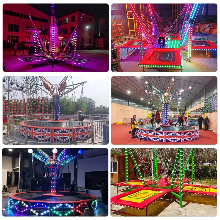 핫 세일 4-in-1 스틸 번지 점프 트램폴린 스릴 넘치는 번지 점프 경험을 위한 스틸 프레임 번지 조명 포함