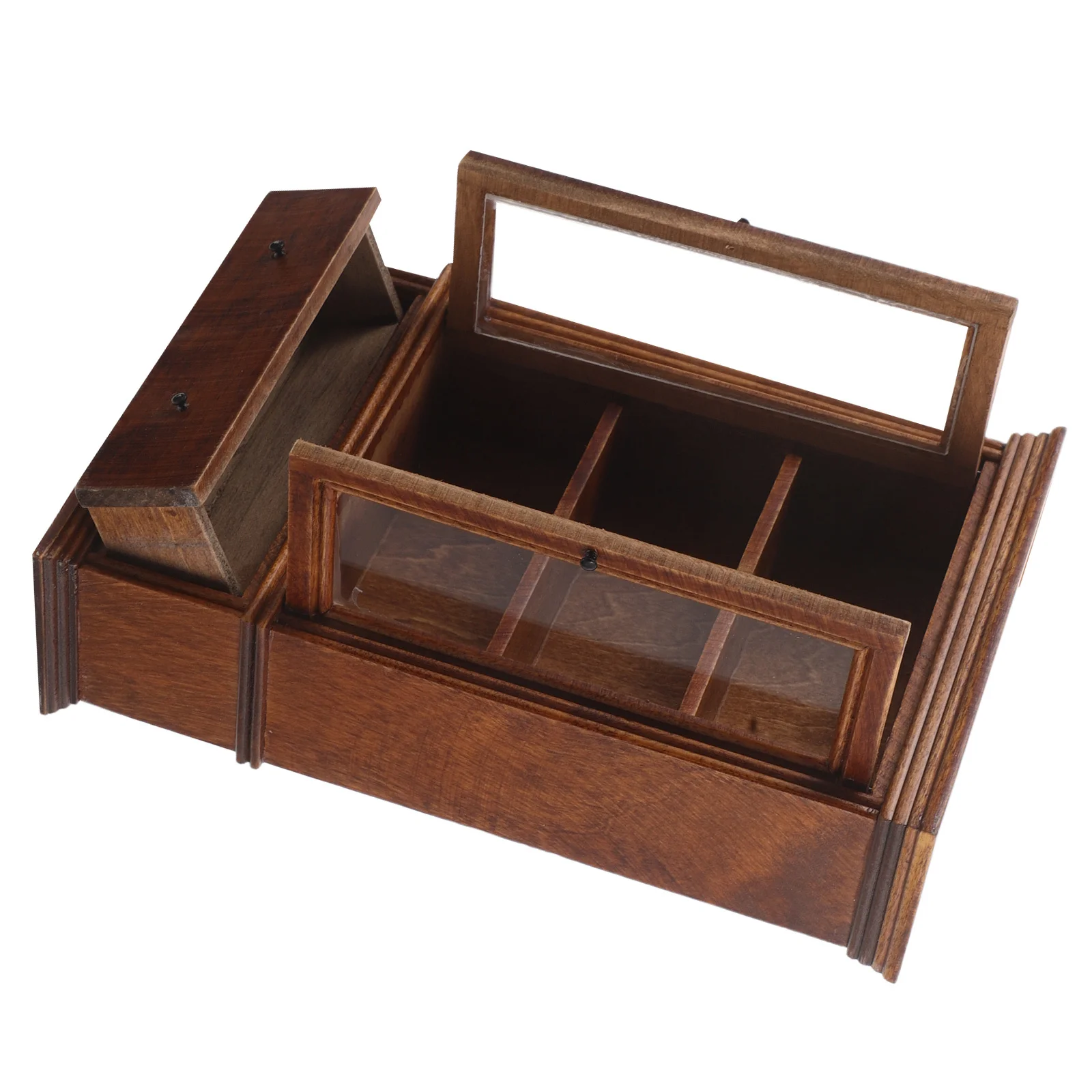 

1:12 Scale Wooden For Living Room Storage Chestnut Finish Dollhouse Furniture Mini Decorative Cabinet Dollhouse Living Room