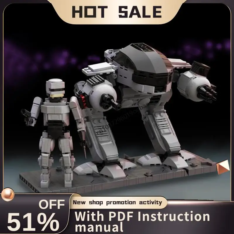 

New 727Pcs Hot Famous Movie Moc Miniland Dioramas Robocop Model Building Blocks Diy Creative Ideas Kids Toys Birthday Gifts