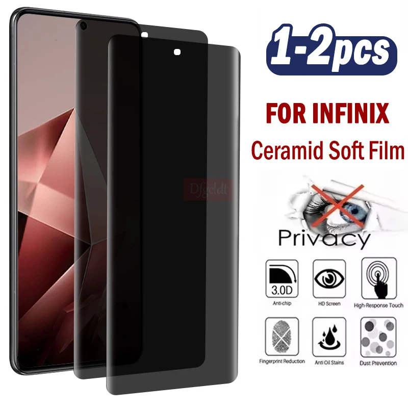 

1-2Piece Soft Ceramic Anti Spy Film for Infinix Note 50s 40s 40 Hot 50 Pro+ Zero 40 30 3D Hot-bending Privacy Screen Protector