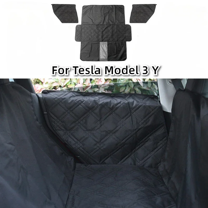 

For Tesla Model 3 Y Accessories Rear Seat Pet Mat Car Back Seat Cover Dog Travel Waterproof Protective Pad Cushion Fully Covered