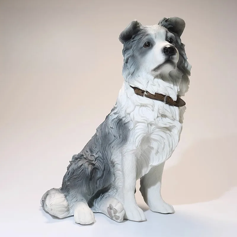 1/6 Bilancia Border Collie Simulazione Girocollo Modello Animale In Resina Hobby Figure per Auto Ornamento Artigianato Articolo Scena Puntelli