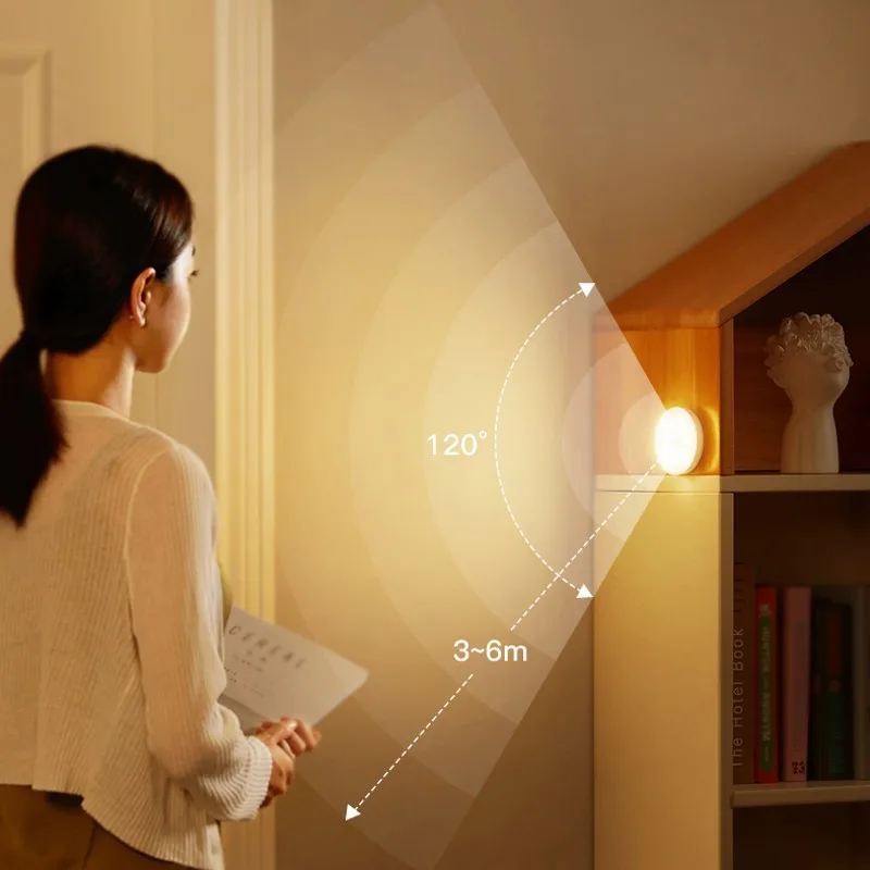 Sensor LED Wireless Night Light Bedroom Lamp USB Rechargeable Energy-saving Automatic Wall-Mounted Body Induction Lamp