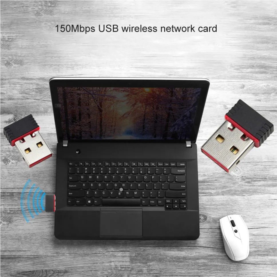 Grwibeou 150Mbps Mini USB Wifi Adaptor 802.11n Nirkabel USB WiFi Dongle Penerima Kartu Jaringan untuk Desktop Laptop Windows 7 8 10