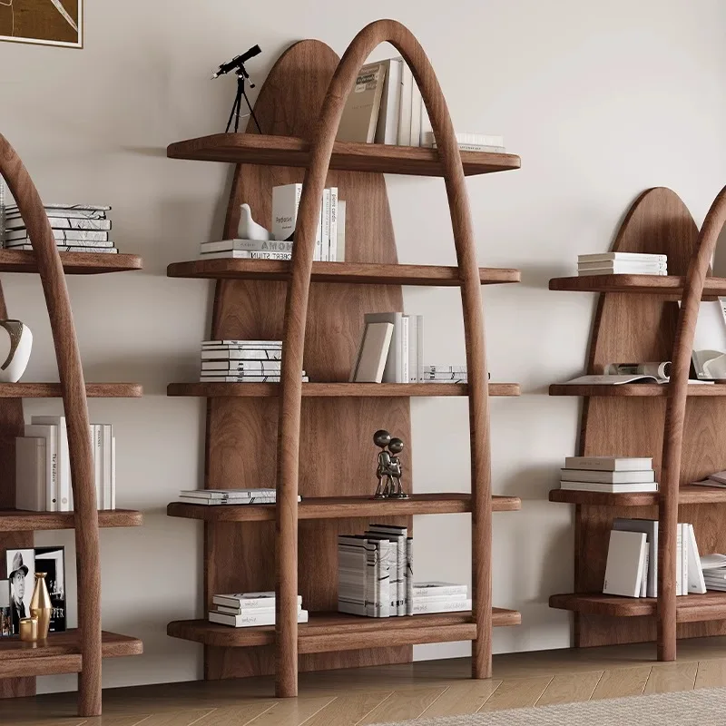-A Modern Simple Nordic Style Solid Wood Lattice Floor Living Room Bookcase with Eco-Friendly Design&