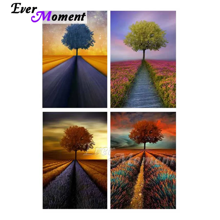 

Дерево Дорога Цветочная картина горный хрусталь Мозаика Ever Moment Алмазная картина Полная квадратная круглая дрель Алмазная вышивка ASF1777