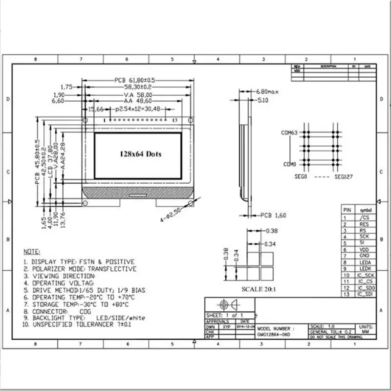 PHILE-COG وحدة LCD LCD12864-06D 128X64 DOTS ST7565 سائق مع واجهة الخط SPI دعم للغة الصينية