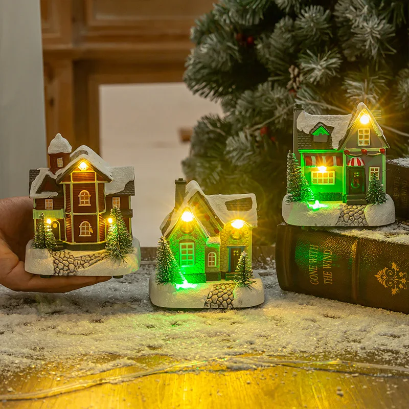 New Christmas Resin House Decorations Luminous Resin Cabin Snowhouse Christmas Gift Gift Christmas House