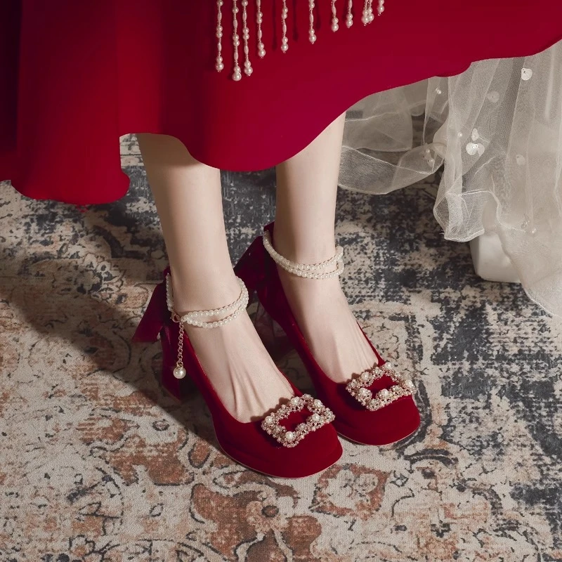 

Новые сандалии Мэри Джейн для девочек на французском каблуке с квадратным носком, 2025 г.