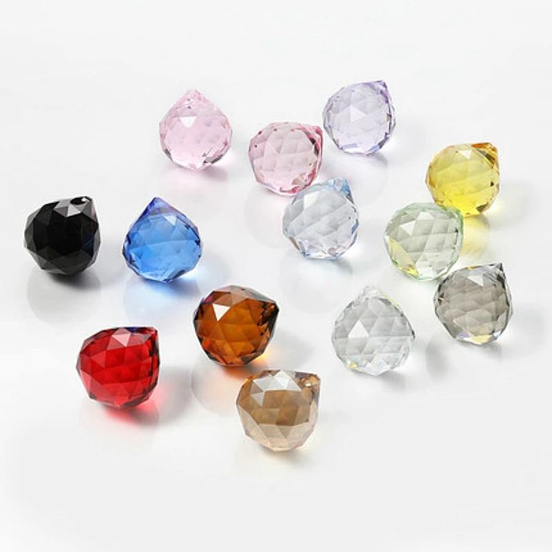 Hot Sale Mixed Colors Big Quantity 15mm-40mm Crystal Chandelier Faceted Prism Ball Glass Chandelier Parts