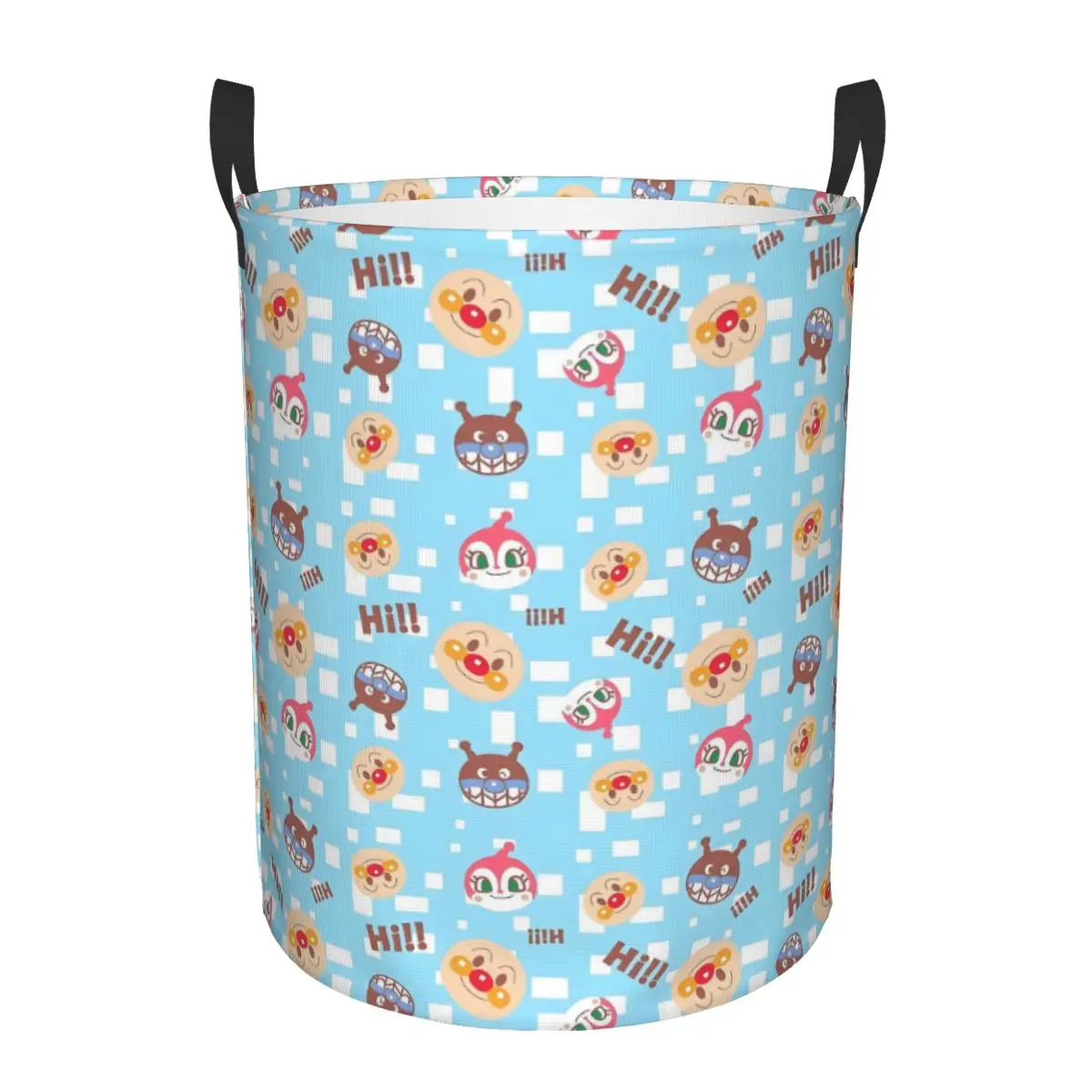 Custom Anpanmans Anime Laundry Basket Collapsible Cartoon Clothing Hamper Toys Organizer Storage Bins