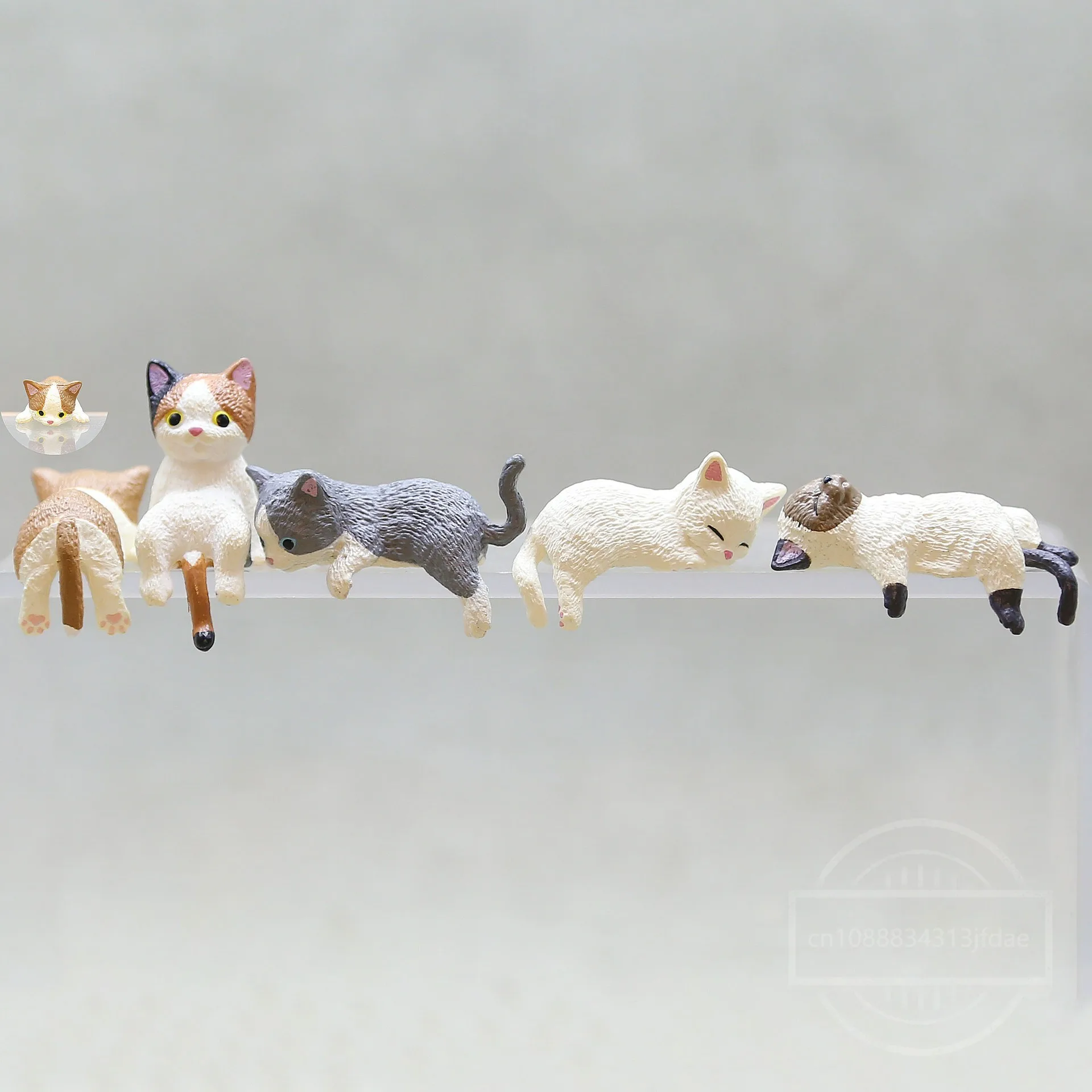 DIY Edge Cat Figurines Simulation Resin Cat Refrigerator Sticker Material Miniatures Cartoon Car Cat Ornament Kids Toy