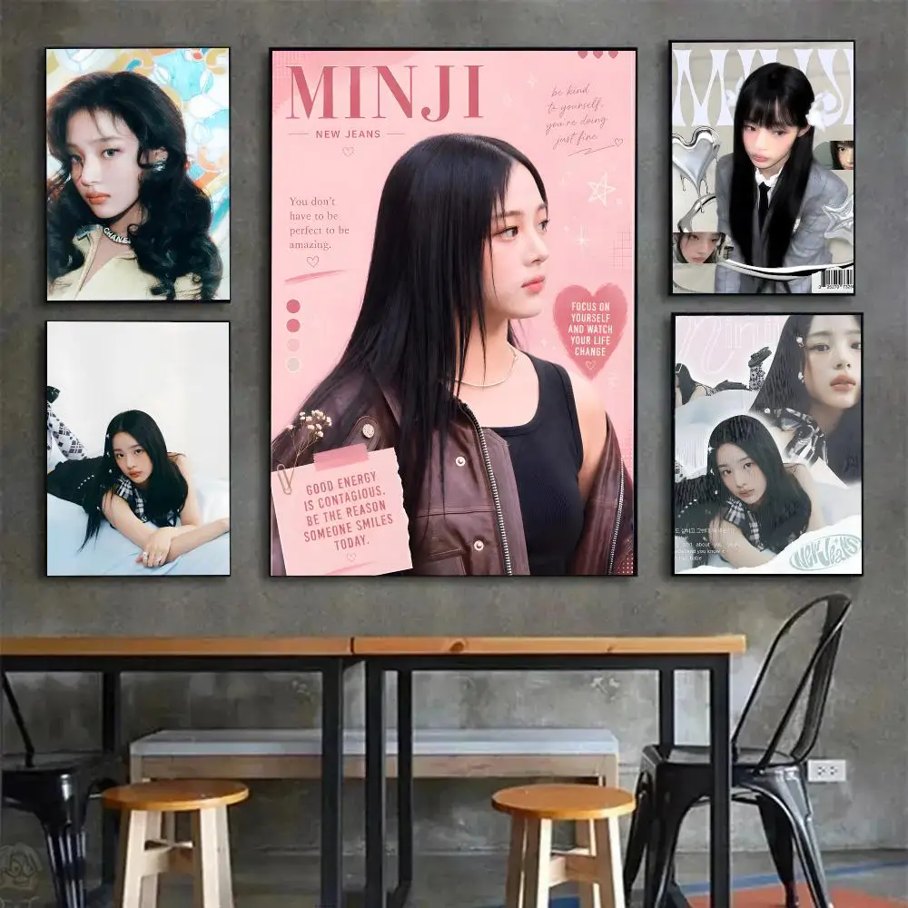 kpop idol vocalist K-Kim Minji Poster Painting Wall Art Mural for Living Room Home Decor and Gifts