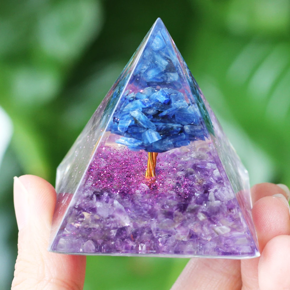 Naturstein-Amethyst-Kristall, Energiegenerator, Orgon-Pyramide für E-Energie-Schutz, Heilung, Meditation, Orgon-Kristall-Chakra