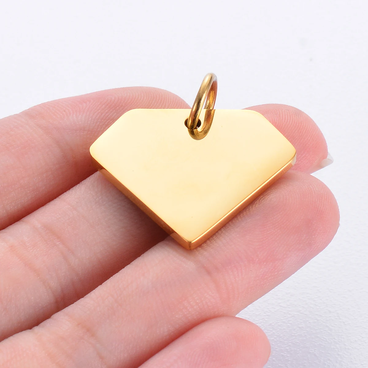 10Pcs High Quality Stainless Steel Diamond Shape Charms Polishing Blank Metal Tags Pet ID Name Tags DIY Jewelry Making 21X25mm