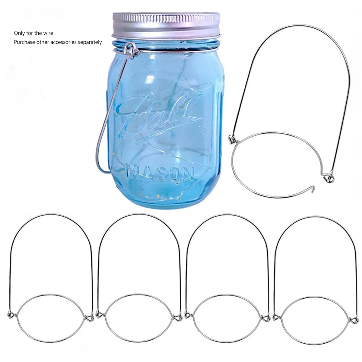 

8 Pcs Metal Mason Can Handle Jar Kitchen Accessories Wire Handles to Hang Coat Hanger Outdoor Decor Glass Wide Mouth Home