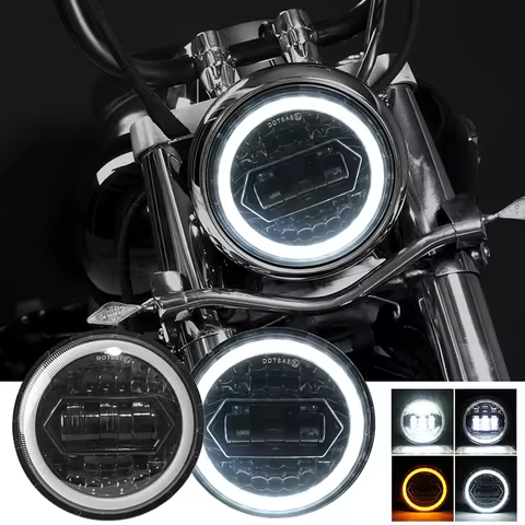 5.75inch LED Headlight Motocycle For Harley Sportster 1200 883 Street 500 750 5-3/4" Projector Led Halo Angel Eyes Headlamp