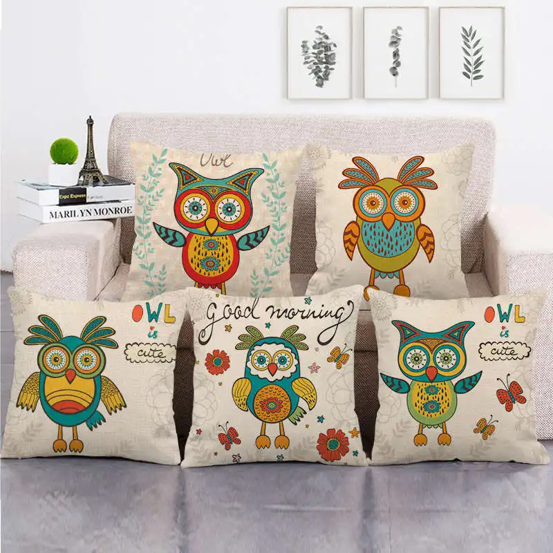 

Cartoon Owl Pillow Case Funny Super Owl Cotton Linen Pillowcase for Pillows Sofa Bed Pillow Cover Boy Girl Kid Room Aesthetics