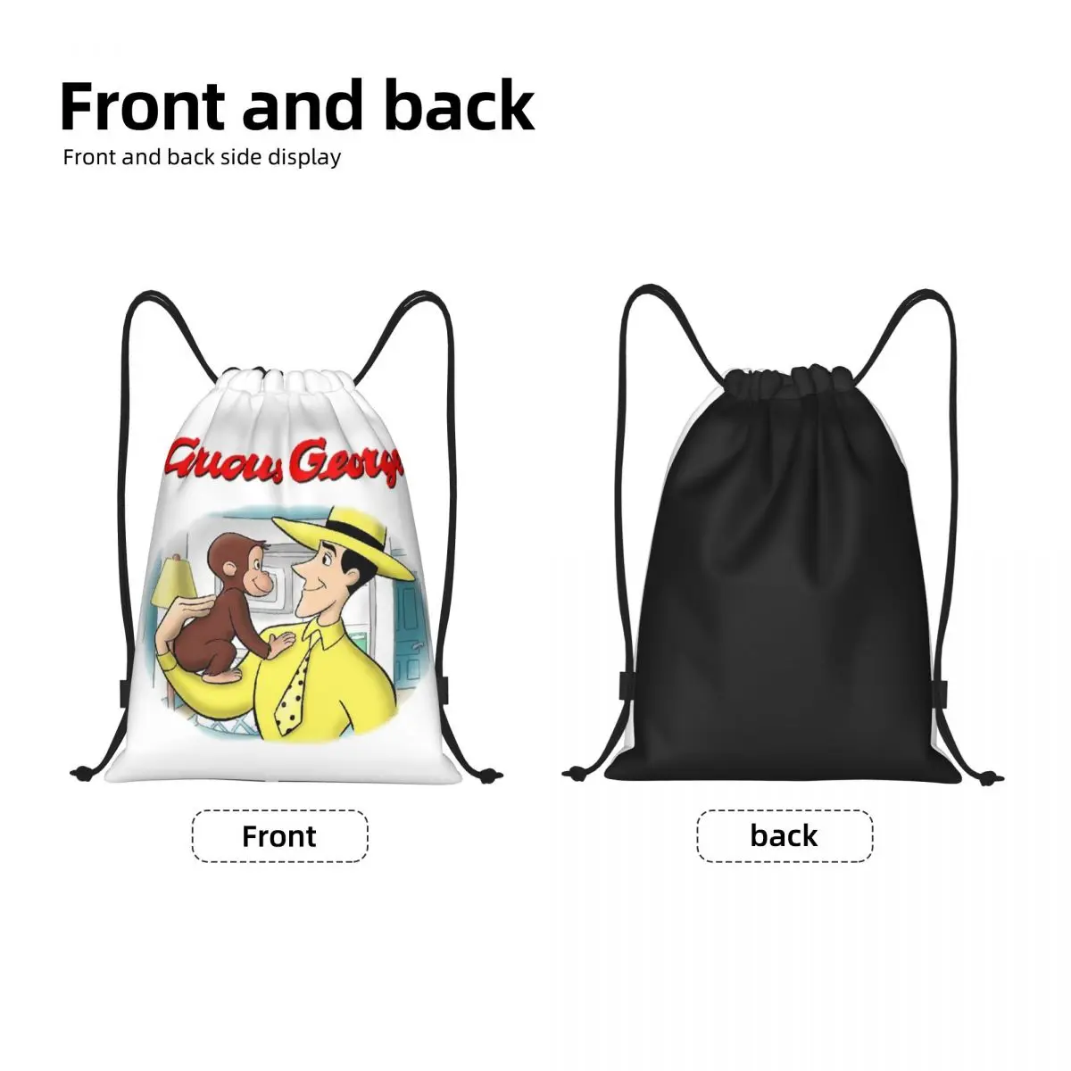 Mochila con cordón personalizada para hombre y mujer, bolsa deportiva para gimnasio, Shopping Sackpack, Curious, George