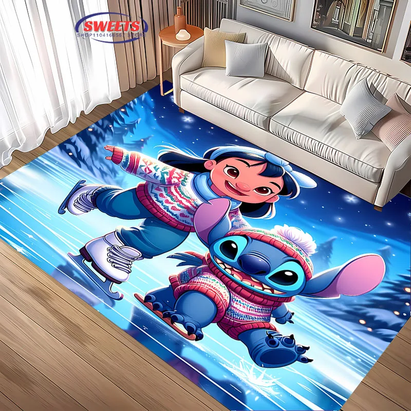 Love Stitch New Year Valentine's Day Gift,Cartoon Carpet, Rug for Living Room Bedroom Sofa Doormat Decor Non-slip Floor Soft Mat