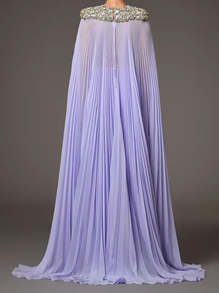 فساتين سهرة رسمية مستقيمة من الشيفون بأكمام كاب أرجوانية أنيقة لحفلات أعياد الميلاد حسب الطلب #4