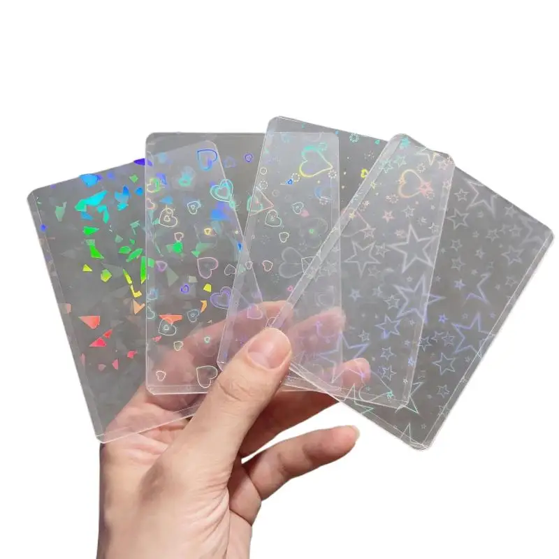 10 Stück holografische, transparente Laser-Fotokartenhüllen, wasserdichter PVC-Kartenschutz für Kpop-Idol-Fotosammlungen, DIY-Scrapbook-Dekoration – Detail 8