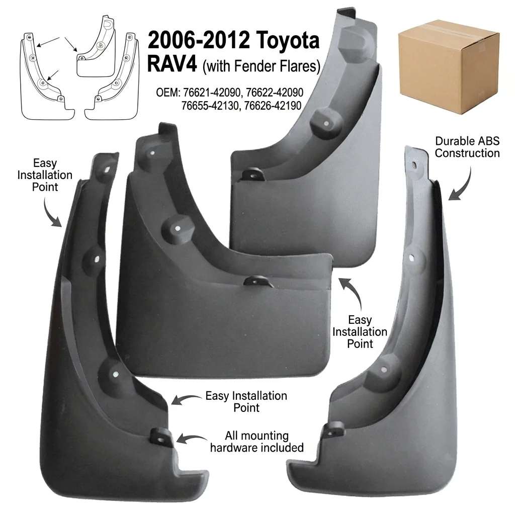 

4 Pcs Mud Flaps Fits For 2006 - 2012 Toyota RAV4 Front & Rear Splash Mud Guards
