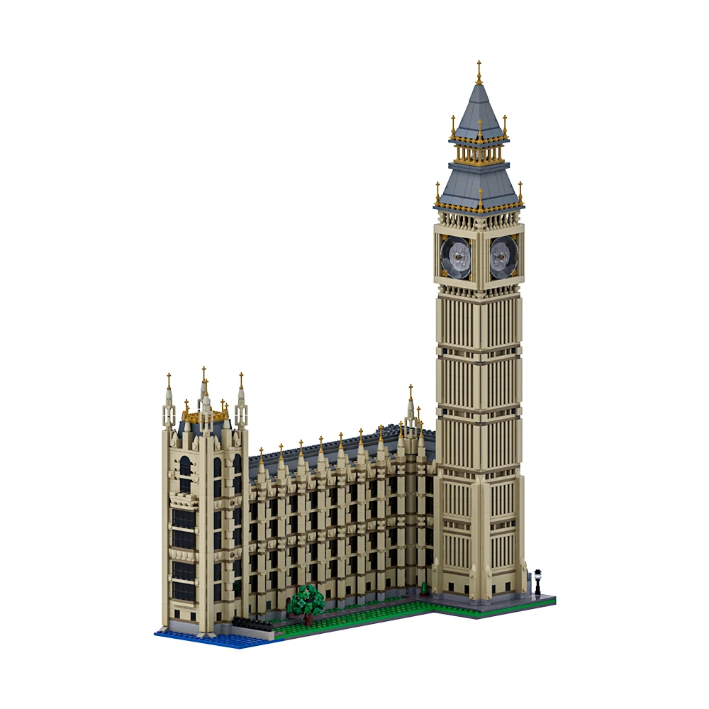 Moc grande ben modelo blocos de construção londres cidade vista rua famosa torre relógio estilo gótico arquitetura tijolo brinquedos presente adulto