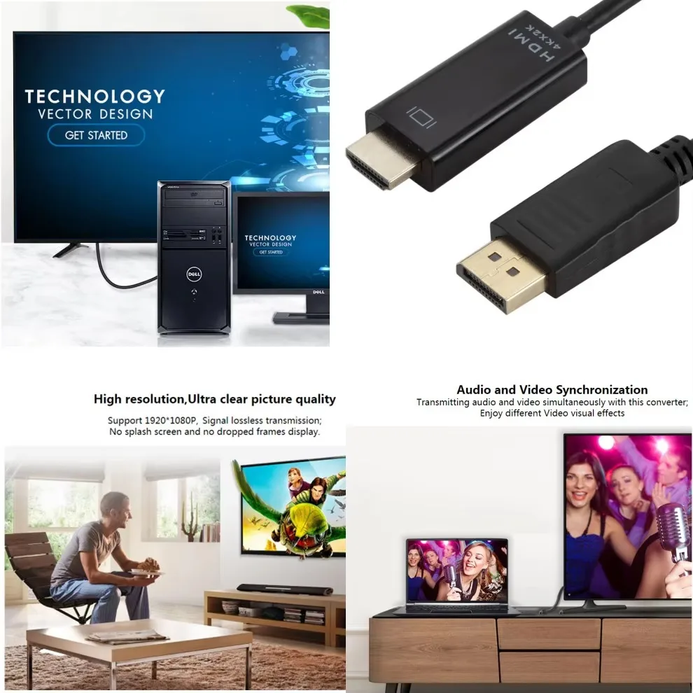1.8 متر DP إلى كابل متوافق مع HDMI 4k DisplayPort إلى HD محول ذكر إلى أنثى DisplayPort إلى HDTV محول لشاشة العرض #4