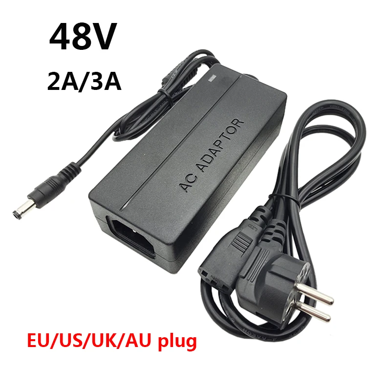 

48V Power Supply 2A 3A Universal AC DC 48 Volt Power Supply UK AU EU US EU4.8mm Plug Adapter 220v to 48 V 48V2A 48V3A Adaptor