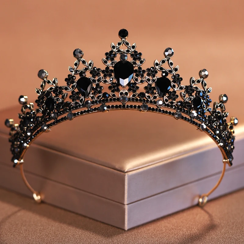 Itacazzo Bridal Headwear Black-colour Baroque Style Mysterious Ladies' Tiaras For Wedding Bride