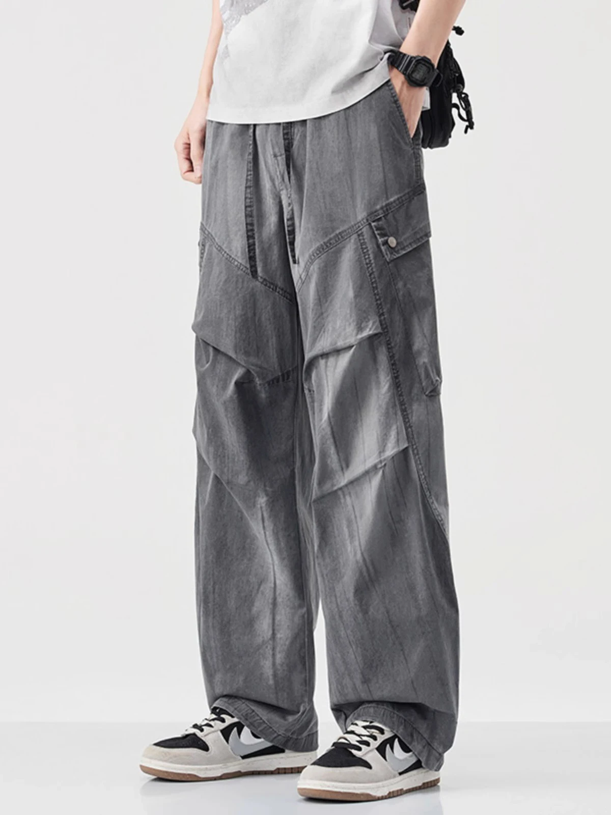 Pantalones de trabajo de paracaidista holgados Retro americanos para hombre, ropa de trabajo informal de pierna recta, marca de moda de Hong Kong, otoño