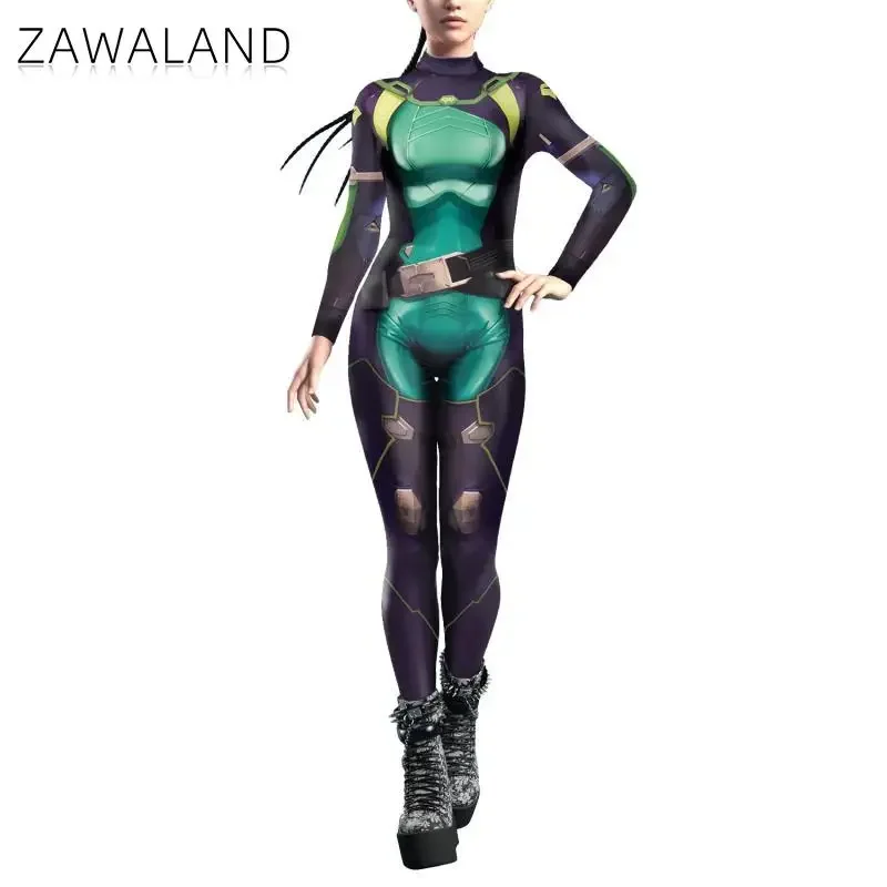 Zawaland Cosplay zwierząt viper kombinezon Anime body dla dorosłych Catsuit Zipper Zentai kostium na Halloween wykonanie odzieży damskiej