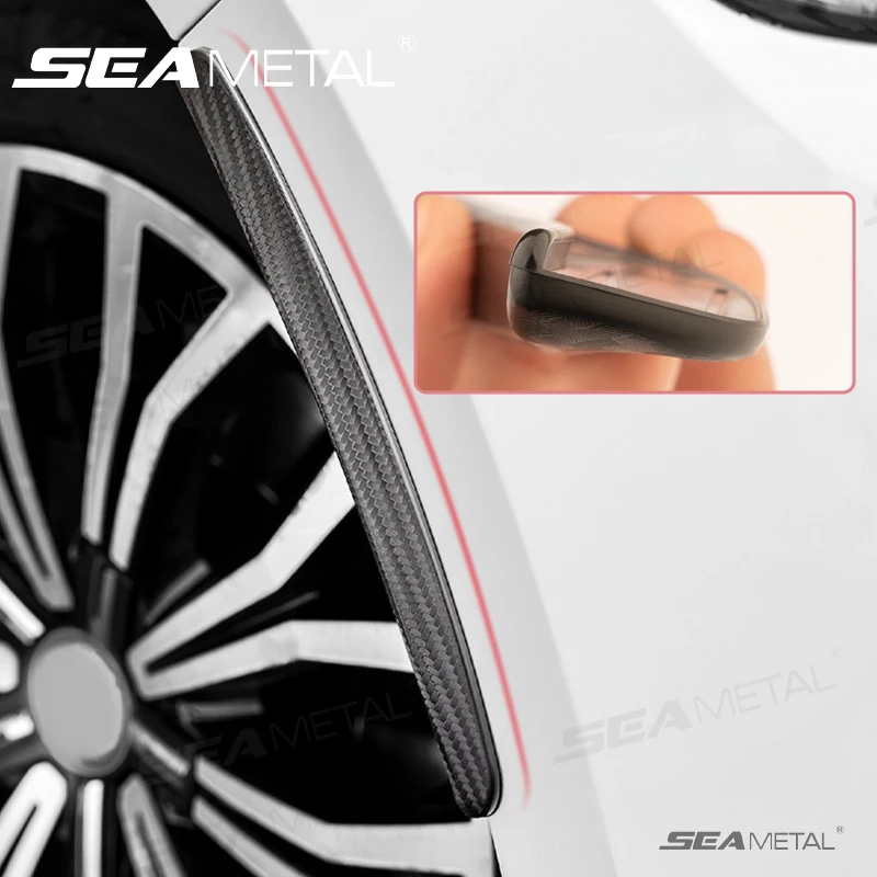 

SEAMETAL 2 шт., защита для бровей для автомобиля, ПВХ, углеродное волокно, накладка на колесную арку, гибкая водонепроницаемая защита для крыльев автомобиля