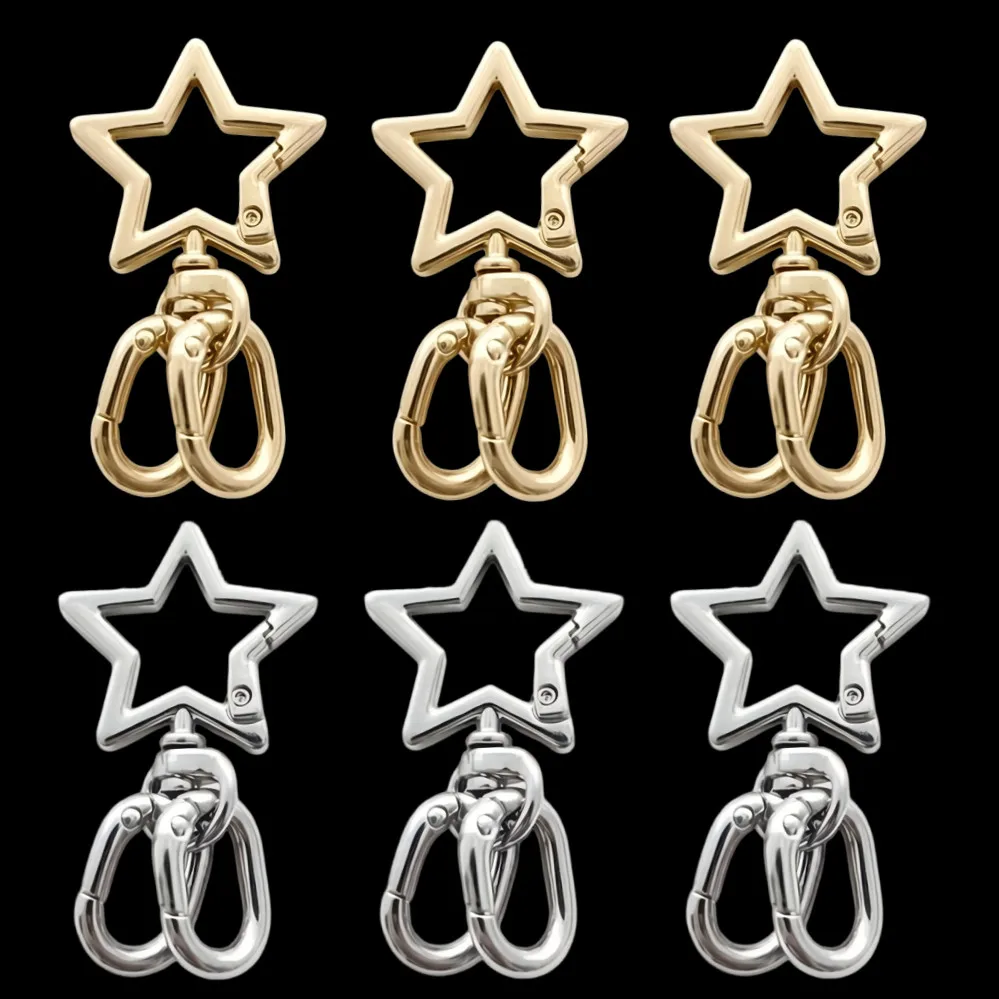 2-50 PCS pentagram Metal Keychain: Rotating Clasp Key Ring Round Carabiner Clip O-Type Spring Hook. Suitable for handbag keys,