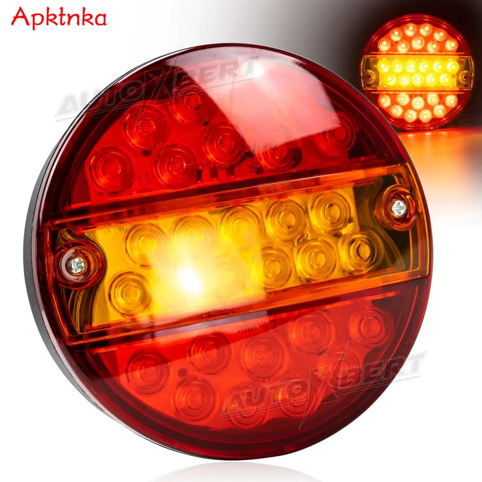 LED Trailer Rear Lights 12V/24V Round Waterproof Tail Lamp Brake Turn Signal Reflector Light for Truck Lorry Caravan Van Tractor