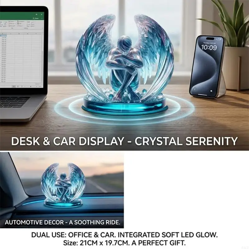 2026 New Stylish Angel Themed Dashboard Ornament Shatterproof Acrylic Figurine Decoration