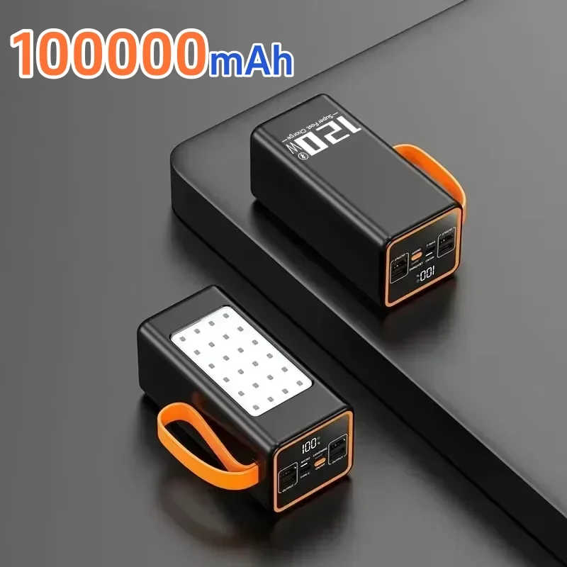 500000 mAh Outdoor-Powerbank mit großer Kapazität, 120 W, schnelles Aufladen, externer Ersatzakku mit LED-Licht für iPhone, Xiaomi, Samsung