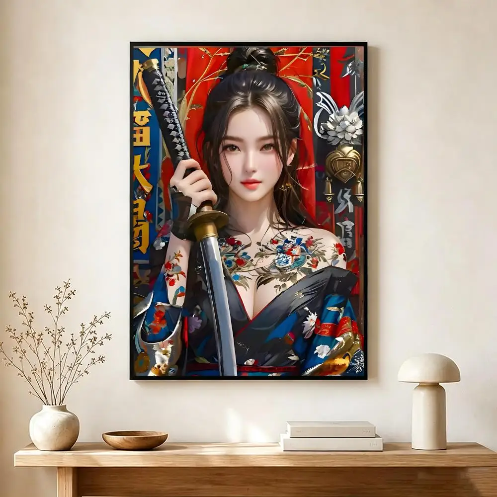 mysterious character J-Japanese Female Samurai Poster Modern Home Decoration Interior Design & Contemporary Wall Art Collection