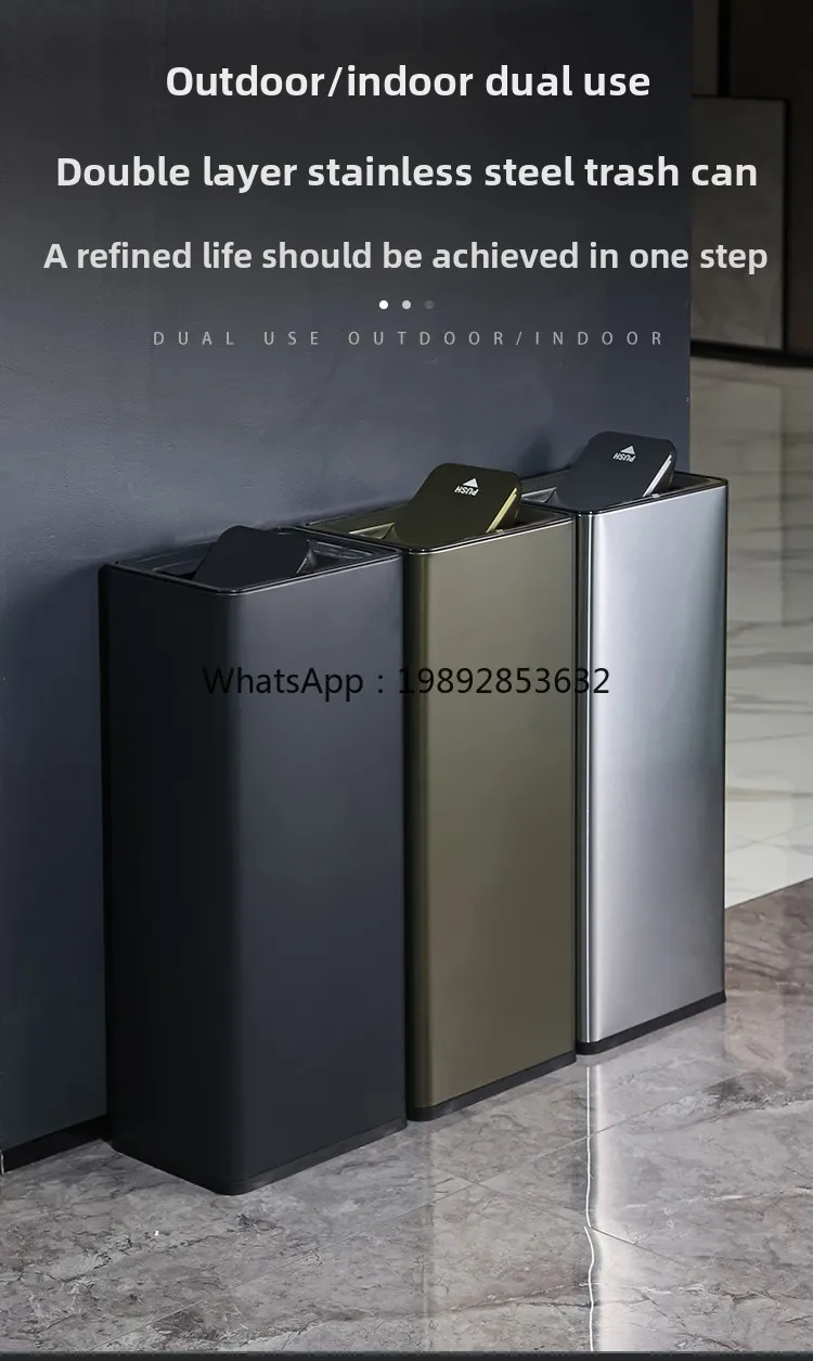 YFY Stainless Steel Bathroom Hand Towel Shake Lid Trash Can Large Office Lobby Corridor