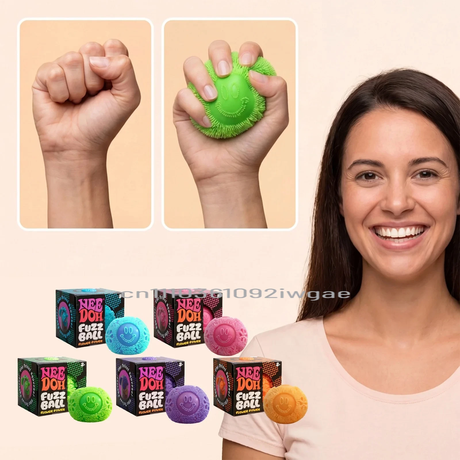 

New Fuzz Ball Blind Box Cute Smiley Face Flower Shape Soft Non Sticky Stress Relief Squeeze Toy Birthday Valentines Day Gifts