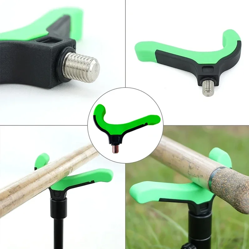 رأس مسند قضيب عالمي لقضبان طنانة الصيد، قضيب تغذية بلاستيكي متين يدعم مرفق الرأس لصيد سمك الشبوط والدورة #6