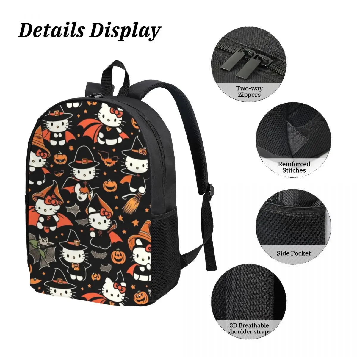 Conjunto de mochila, lancheira e estojo para lápis Hello Kitty de 17 polegadas, combinação 3 em 1 durável e elegante para escola e viagens