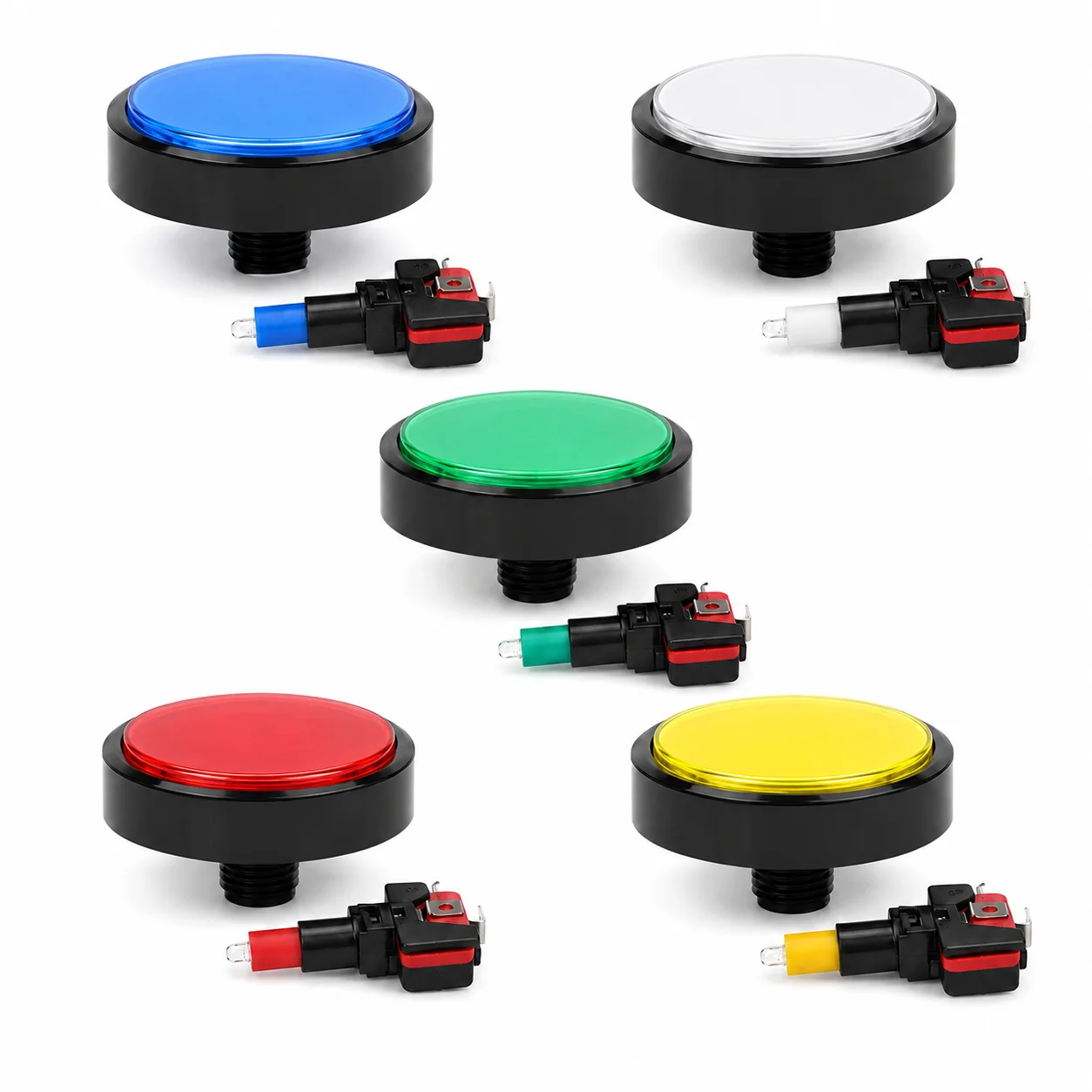 100mm Flat Straight Edge LED Arcade Push Button with Microswitch for Game Machine DIY Control Panel