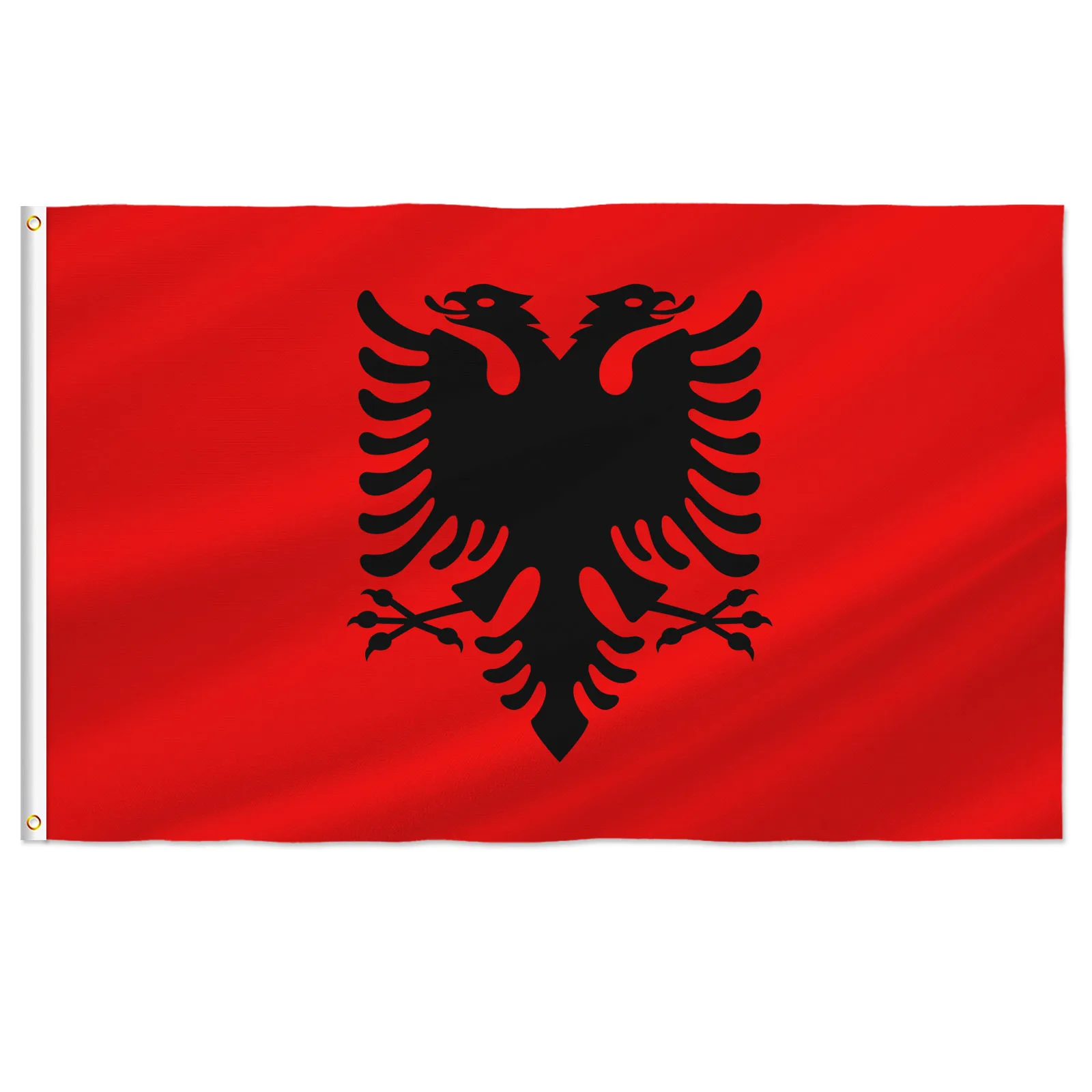 PTEROSAUR-Albania Flag, Albania Albanian National Flag with Brass Grommets for Boat Indoor Outdoor Decor Banner