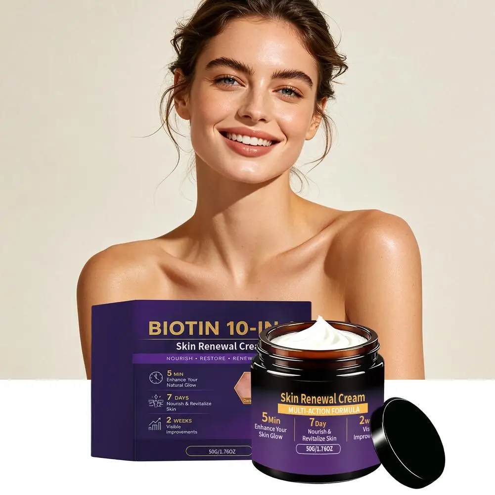 Biotin 10 In 1 Skin Renewal Cream Multi Action Moisturizer Hydrating Smoothing Face Neck Skin Care Cream