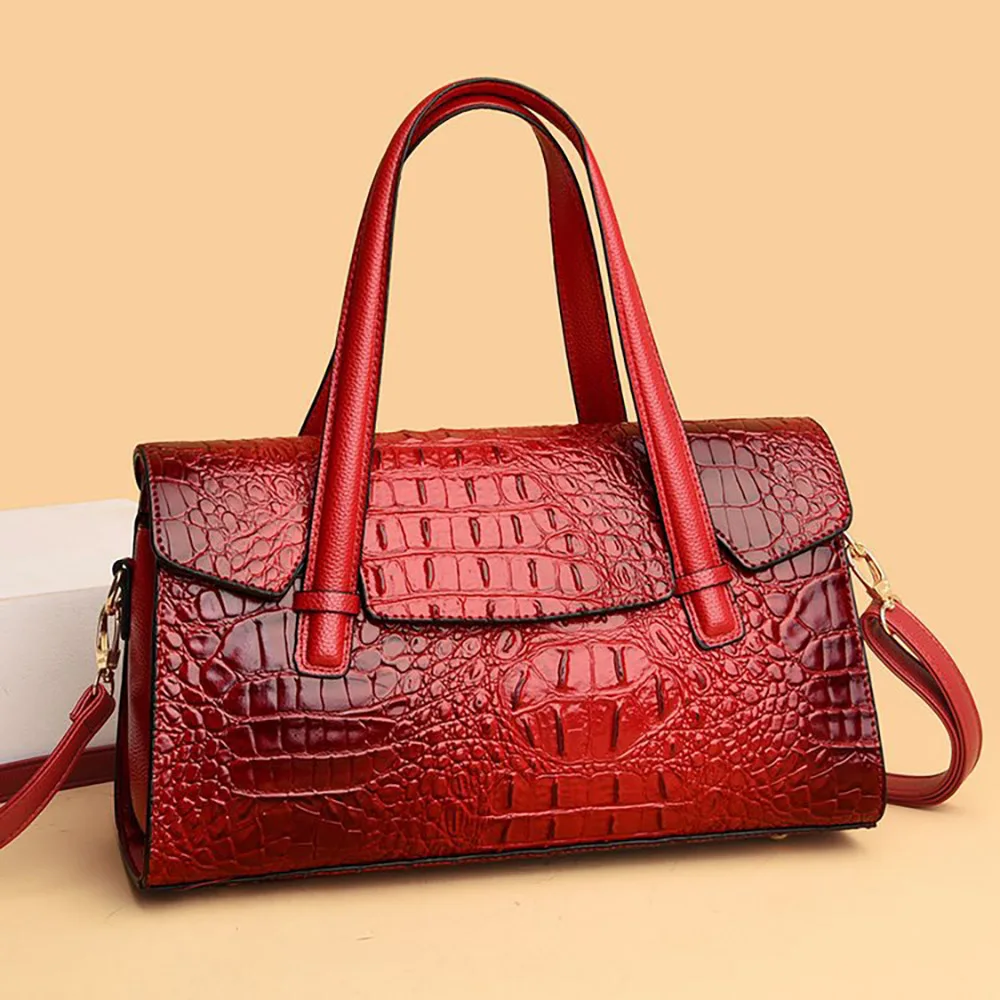 Lady Handbag Luxury Designer Stone Pattern Totes Shoulder Bags Large Capacity Patent Leather Women Portable Messenger Bag