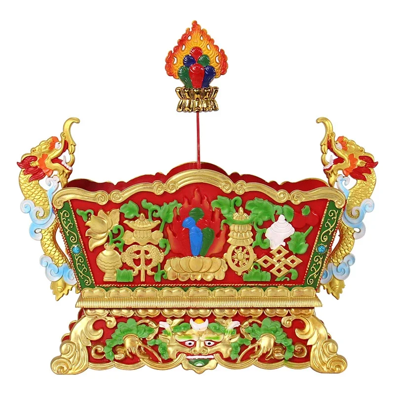 Coloured Drawing Tibetan Resin Handicraft Eight Auspicious Painting Tantric Five Organizer Buddhist Desktop Altars Decorative