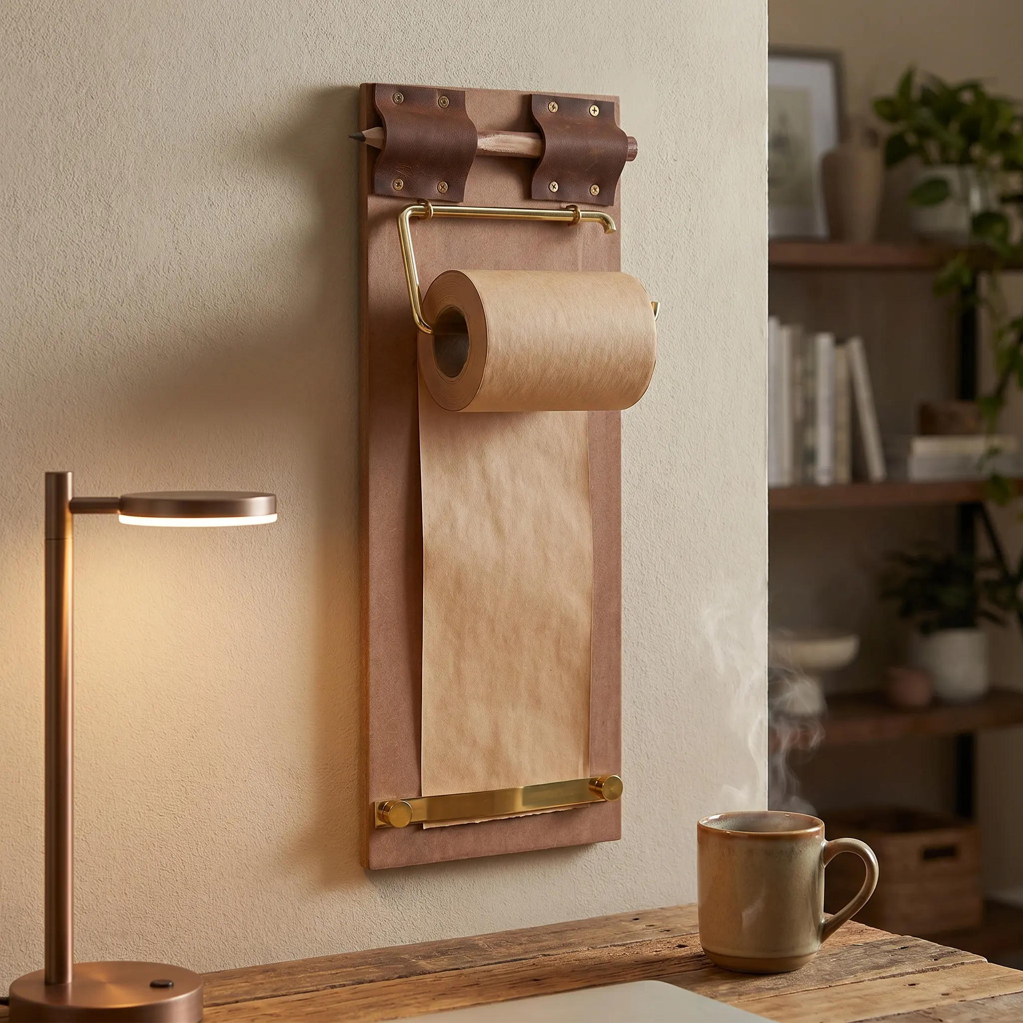 1Set Vintage Notepad Holder Wall Mounted Paper Roll Holder Wooden Pen Memo Notes Organizer Kitchen Office to Do List Board